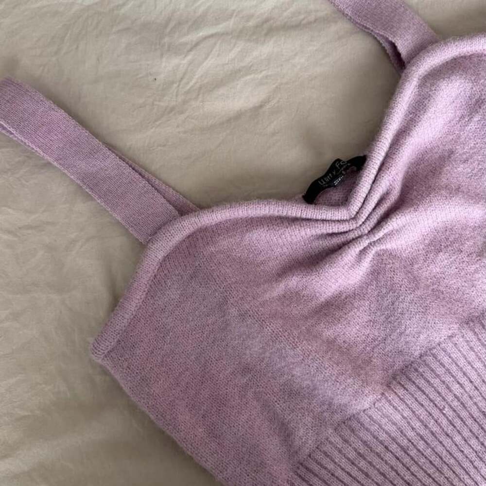 Witty Fo Lilac Knit Crop Top Size L